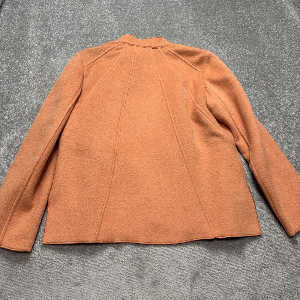 Vintage Orange Women's 10 Wool Blend Open Front Jacket Mandarin Collar Lecover - Picture 6 of 6